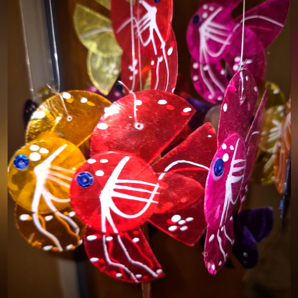 Capiz Shell Colorful Fish Wind Chime Multi-Colored Beach Theme - Picture 5 of 5